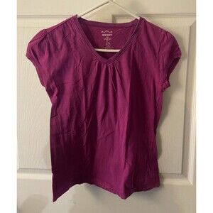 Old Navy T-Shirt Girls Size 2X Magenta V Neck  100% Cotton Plus Capsule Basic